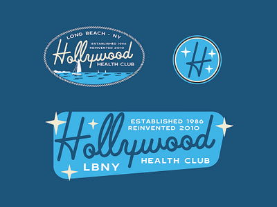 Hollywood Health Club WIP beach blue branding design fitness graphics health illustration kit lettering logo merchandise mid century modern nautical navy ocean suite tshirt vector