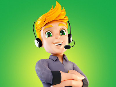 Led - Atendente virtual da CERMOFUL 3d character mascot virtual assistant