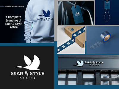 Brand and Visual Identity of Soar & Style Attire bird brand identity branding clothing design duck fashion brand heron bird logo stationery style guide visual identity