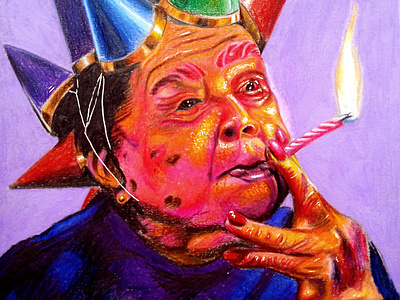 Happy Birthday birthday candle colored pencil colorful drawing old person shading