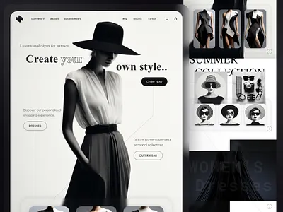 Women's Clothing & Fashion black white branding cloth shopping clothing fashion fashion design home homepage landing minimal minimal design modern design modern web shopping ui women clothing women style