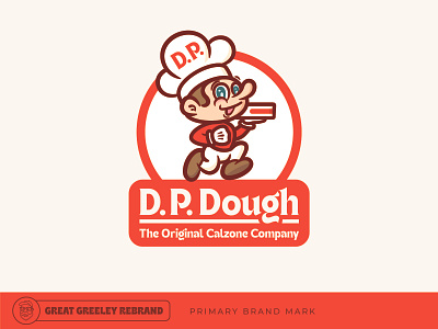 D.P. Dough - The Great Greeley Rebrand 80s brand brand refresh branding cartoon character design logo pizza restaurant