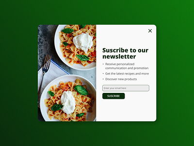 Daily UI #016 - Pop-Up or Overlay daily ui newsletter overlay pop up recipes ui ui design