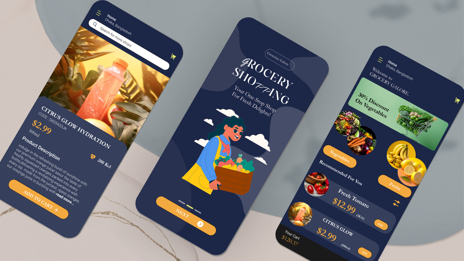 Grocery Shopping Mobile App branding graphic design minimal typography ui ux