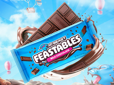 Chocolate Bar Feastables MrBeast advertising artwork brand design branding chocolate chocolate bar design digital art feastables food graphic design manipulation marketing matte painting mr beast photo manipulation photoshop product design social media visual identity