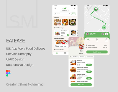 iOS App Design - EatEase app design food delivery ios responsive ui uiux ux