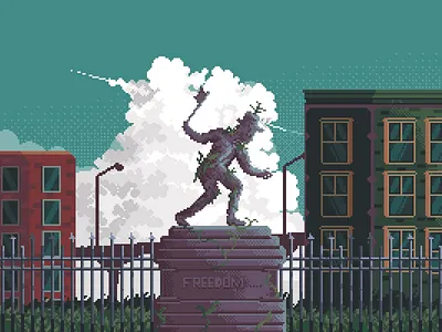 Statue of Freedom 16 bit 8 bit bit branding city clouds design graphic design illustration logo park pixel sky statue ui