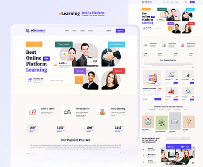 "eduearners" online platform for learning creative concept graphic design icon design illustration responsive design typography website website design