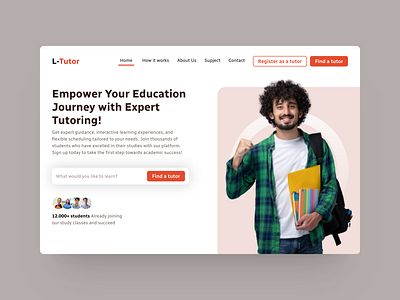 L-Tutor Landing Page edtech landingpage ui uidesign uxui webdesign