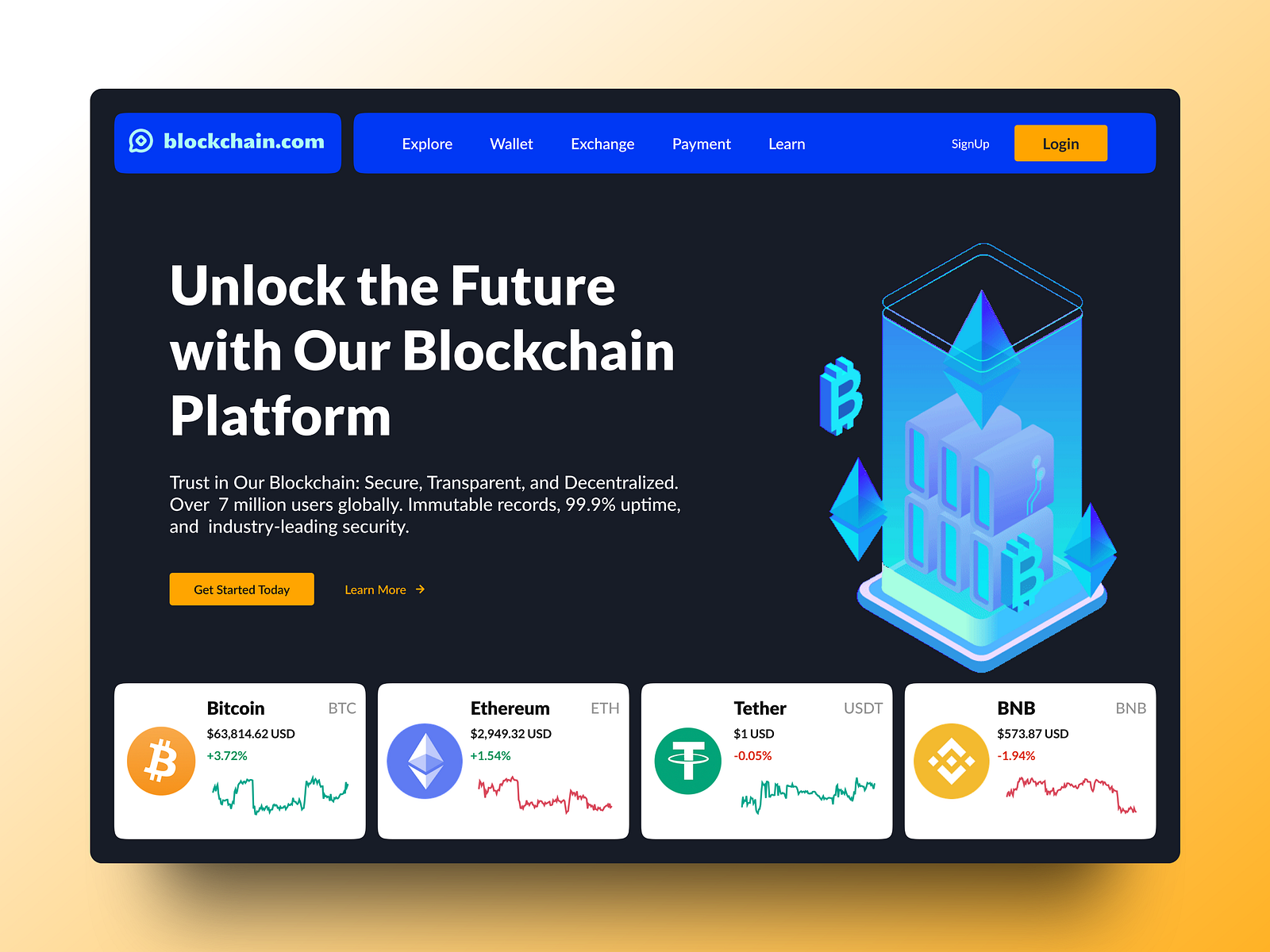 Blockchain Hero section Landing Page by Suman Debnath on Dribbble