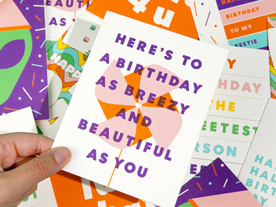 Birthday Cards birthday breeze breezy design greeting card illustration pattern pinwheel spring stationery summer typography windy