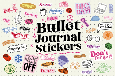 Bullet Journal Sticker Set 3d animation app branding design graphic design illustration logo motion graphics typography ui ux vector