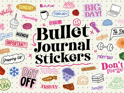 Bullet Journal Sticker Set 3d animation app branding design graphic design illustration logo motion graphics typography ui ux vector