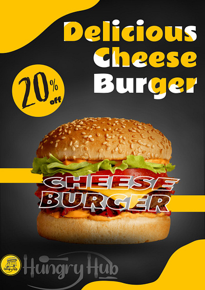 BURGER PROMOTION SOCIAL MEDIA POST || Hungry Hub branding graphic design illustration logo po posters social media typography