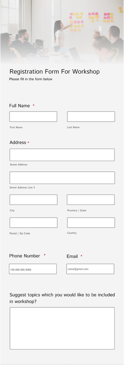 Workshop Registration Form dailyui landing page registration form signup form ui