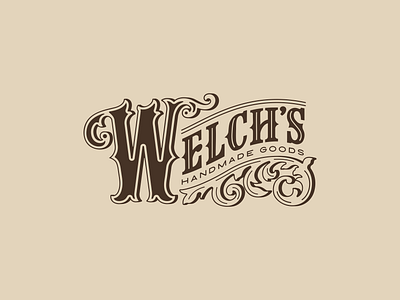 Welch's Primary Logo brand identity branding design hand lettered hand lettering illustration leather logo procreate retro swash