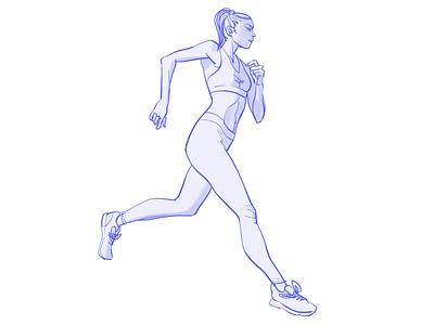 Running 2d art athlete digital drawing female girl illustration ink pen pencil running sketch sport woman