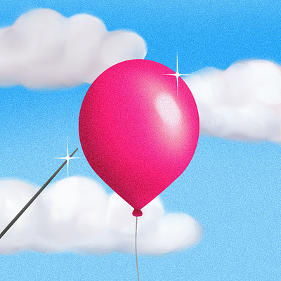 Balloon about to be poked airbrush illustration procreate