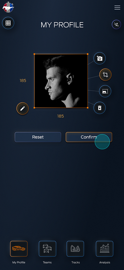 Racing App - My Profile app clean design racing ui ux