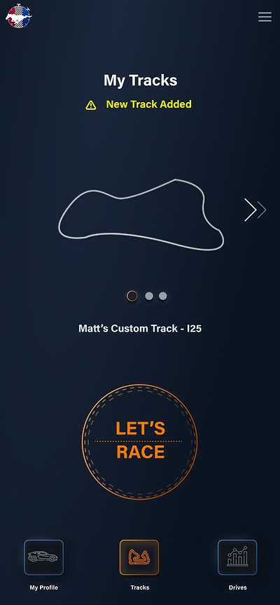 Racing App - Save a Track app clean dashboard design ui ux