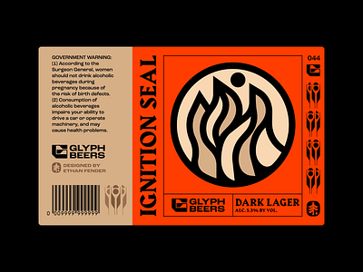 Glyph Beer 44 beer label blacksmith branding coin emblem energy fire flame icon label design layout logo medallion nature packaging design seal solar symbol type typography