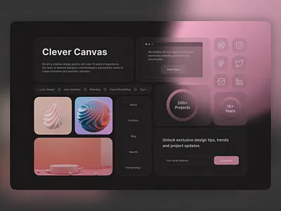 Bento Grid - Design Agency Website bento branding creative dark dark mode design glassmorphism graphic design grid ios landing page minimal modern ui ui designer ux web web design website website design