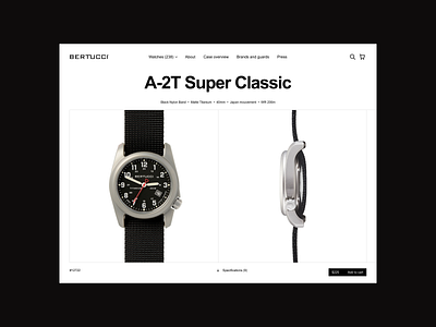 Bertucci product page ecommerce layout minimal product stuff swiss time watch web web design