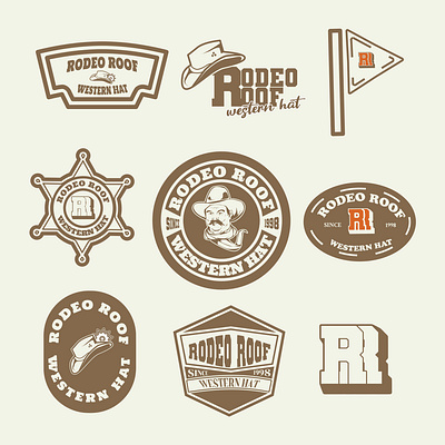 Logo of Rodeo Roof badge branding design graphic design illustration label lettering logo mascot monogram retro stickers vector vintage