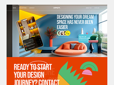 XPOT- Interior design landing page design figma header home popular ui ux web