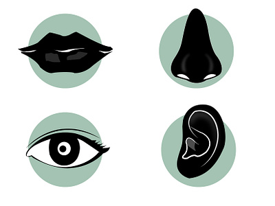 Human Senses Thumbnails (icons) black black and white bw circular ear eye foot green hand human icons nose sense thumbnails white