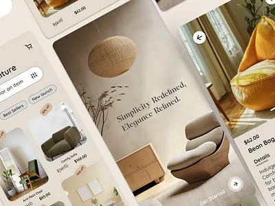 Furniture App UI Design app design furniture minimal mobile ui ux