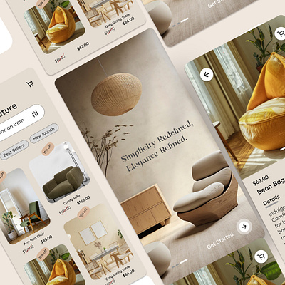 Furniture App UI Design app design furniture minimal mobile ui ux