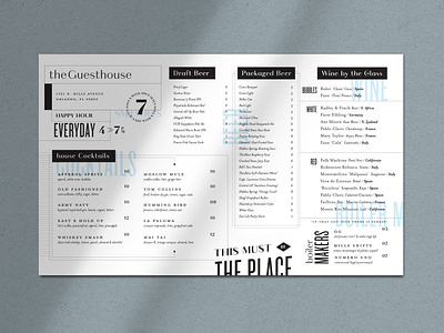 Guesthouse Menu Design bar branding graphic design layout design menu design restaurant