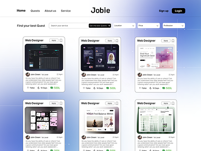 Jobie 3d animation blue branding design graphic design homeworks job logo motion graphics purple ui web work
