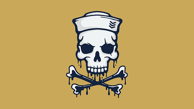 Salty Sailor Jolly Roger blue bones branding cover cross and bones design drip emblem gold jolly roger nautical navy sailor skull