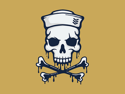 Salty Sailor Jolly Roger blue bones branding cover cross and bones design drip emblem gold jolly roger nautical navy sailor skull