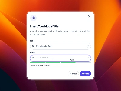 slothUI - World's Laziest Design System - Input Modal Popup UIUX clean ui design system dialog dialog ui figma design system figma ui kit gradient interface design ios design macos minimal ui modal ui orange popup popup con popup ui purple slothui text input ui ui kit