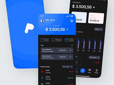 E wallet Mobile App Dark Mode bank dark mode ewallet paymeny ux design