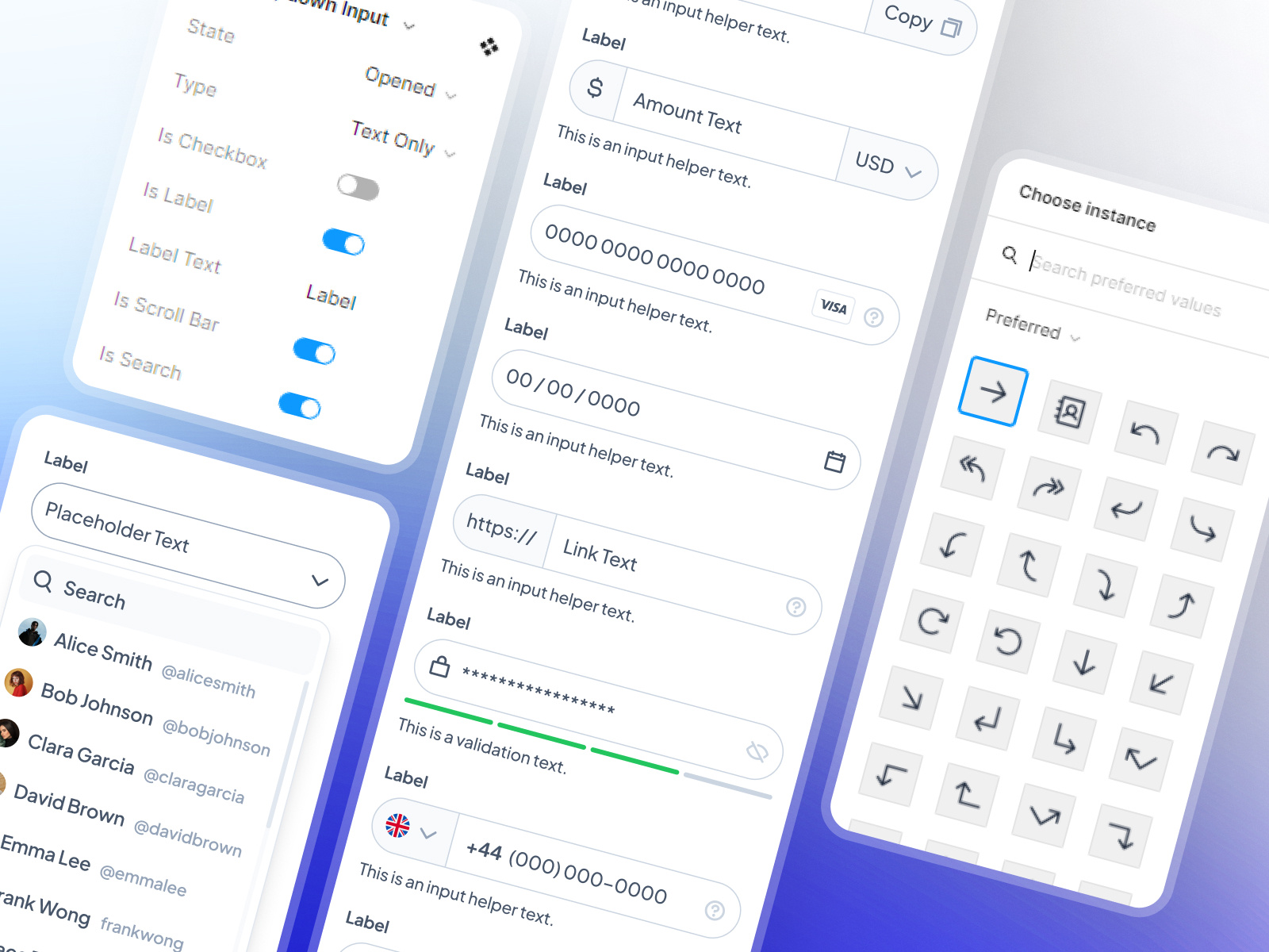 slothUI - World's Laziest Design System - Text Input Variant UI clean ui design system dropdown input dropdown ui figma component figma design system figma ui kit gradient gradient ui icon design indigo minimal purple slothui soft ui text input text input ui toggle ui ui icon set ui kit