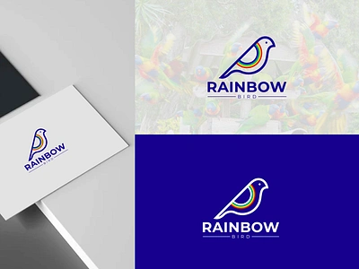 Rainbow bird logo design. line art bird logo. Nature bird. animal bird colourful graphic design landscape line art logo design nature organic rainbow sky