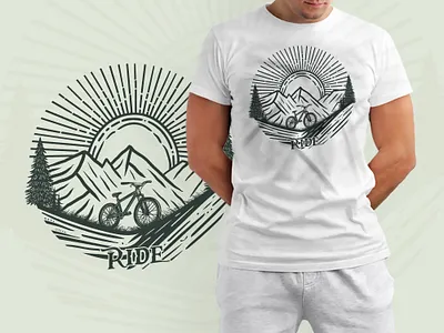 Ride your mountain bike cycling t shirt design mountain range summer