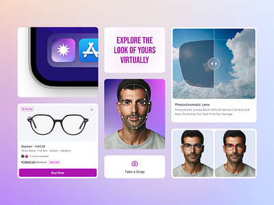 Spectra - Mobile app eyeglasses optical user expereince user interface virtual mirror