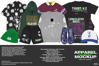 Apparel Mockup Bundle (MIX) apparel mockup bundle apparel mockups bundle bundle mockup button button down shirt buttoning up crew neck merchandise merchandise design mockup bundle pattern shirt shirt designs sweat sweater sweater mockup sweating sweatshirt sweatshirts mock up