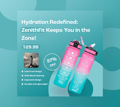 Zenithfit water bottle post design graphic design ui