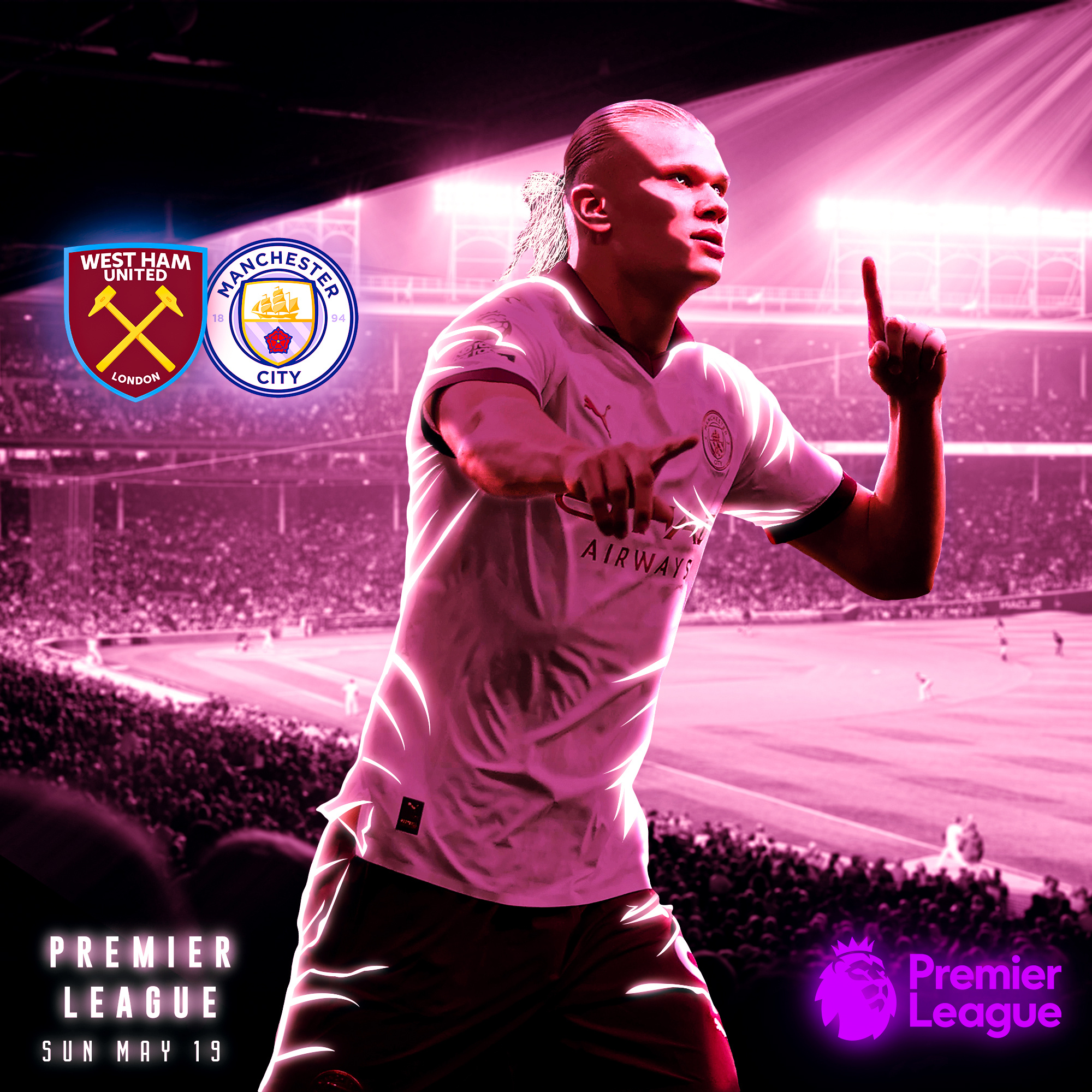 West ham vs Man City official matchday designs ads banner graphic design man city photo manipulation poster soccer matchday design social media post sports thumbnail west ham