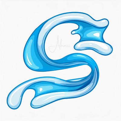 Letter "S" As Wavy Water Splash 🌊 2d 3d adobe ai aiart design