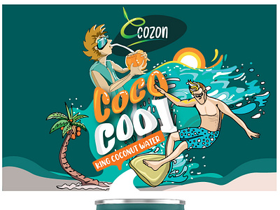 COCOCOOL King Coconut can label design advertishment branding characterartist customdesigns digitalart digitalillustrations freelancers graphicdesigns illustrationartist labeldesigns logodesigns packagingdesigns vectorart