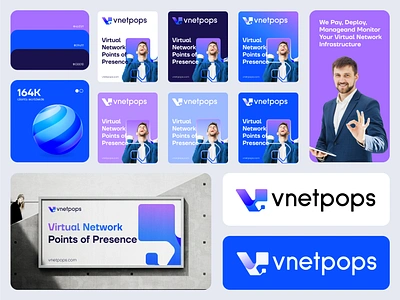 Vnetpops - Modern Branding abstract app brand identity branding connection design illustration logo logo design logo designer logomark logotype sass software company symbol tech futurist technology typography virtual network web3