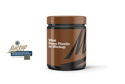 500ml Glossy Plastic Jar Mockup design food illustration mock up mockup package packaging psd template
