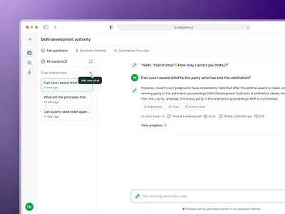 Ask Junior - Conversational AI conversational ai legal ai user expereince user interface design